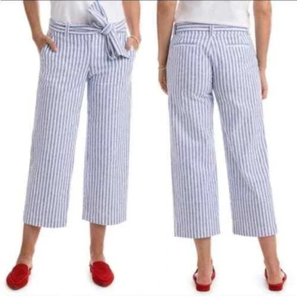Vineyard Vines Pants - VINEYARD VINES CATAMARAN BLUE AND WHITE STRIPED LINEN PANTS